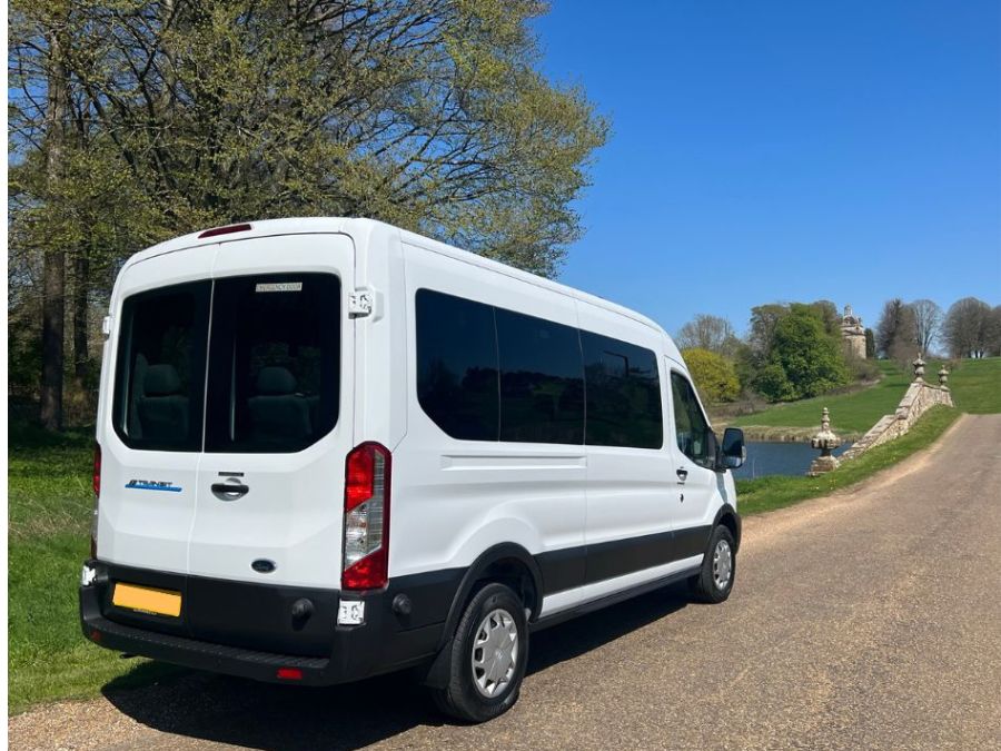 Ford ETransit 15-seat electric minibus back veiw Ford ETransit 15-seat electric minibus back veiw
