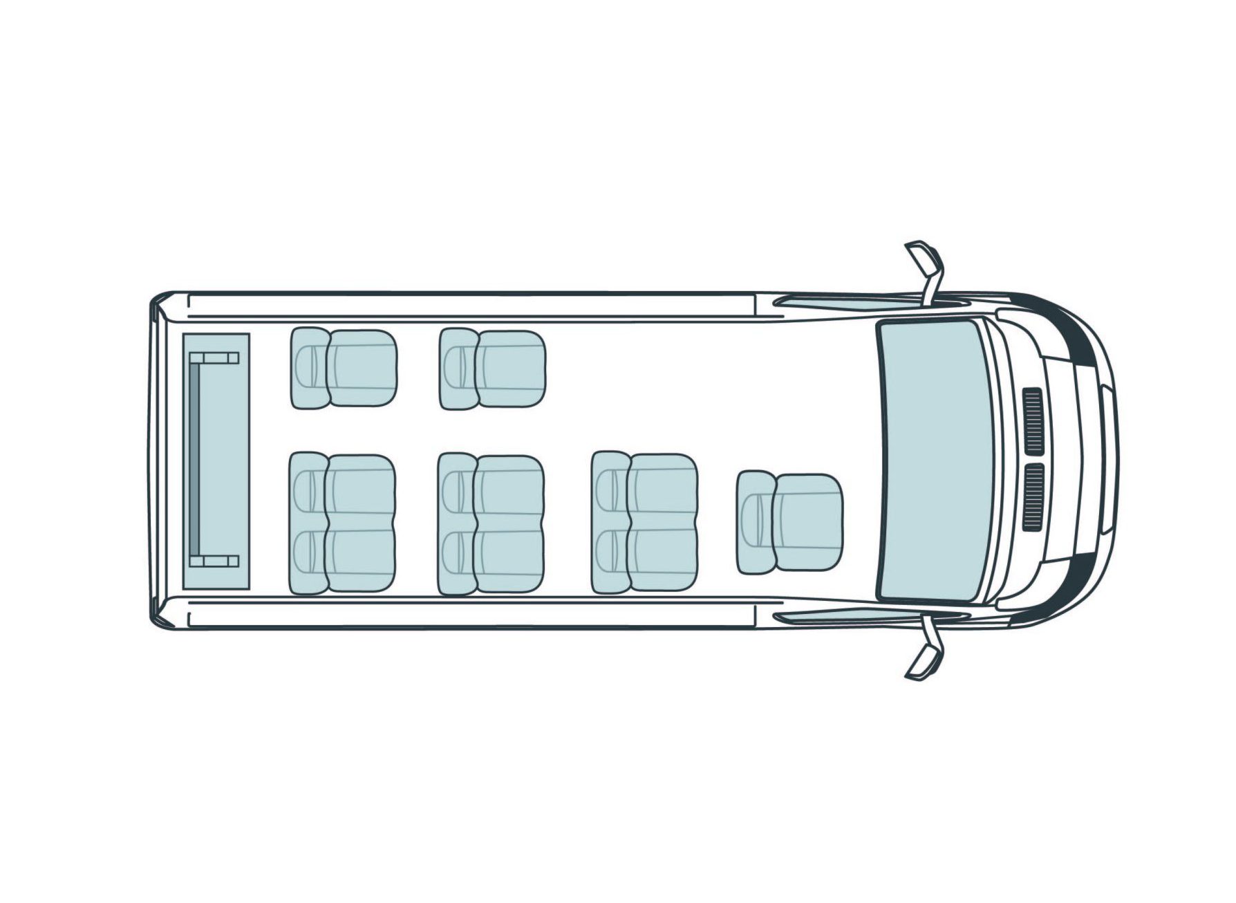 MAXUS eDeliver9 9 seat WAV minibus layout