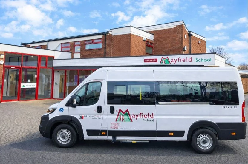 standard minibus livery and logo Mayfield School